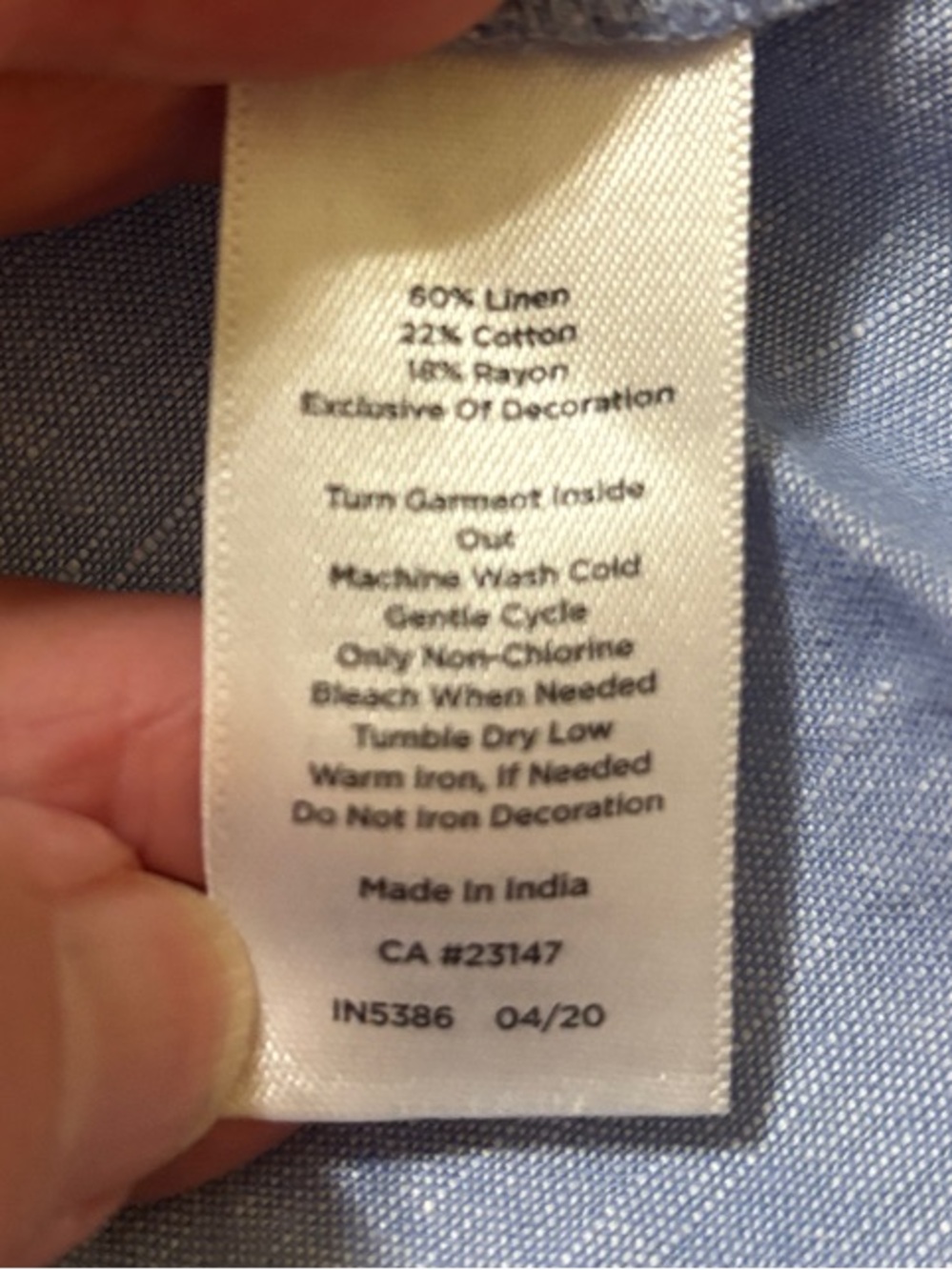 Talbots Light Blue Linen-Blend Square Neck Embroidered Blouse - Picture 9 of 9